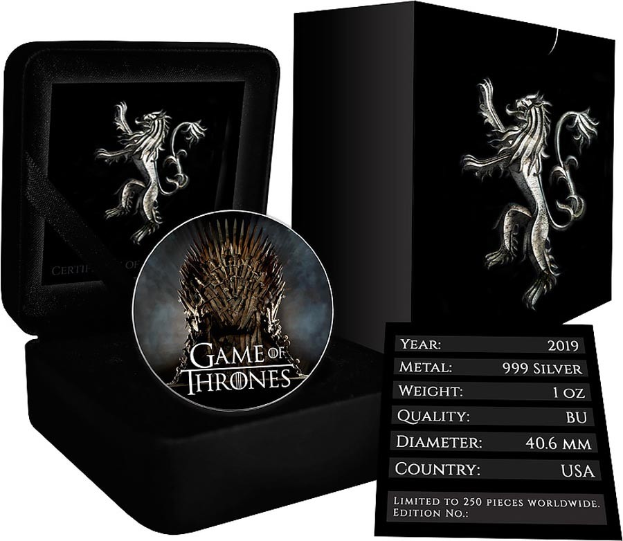 USA GAME OF THRONES I - LANNISTER FIRE GOT American Silver Eagle 2019 Walking Liberty $1 Silver coin 1 oz